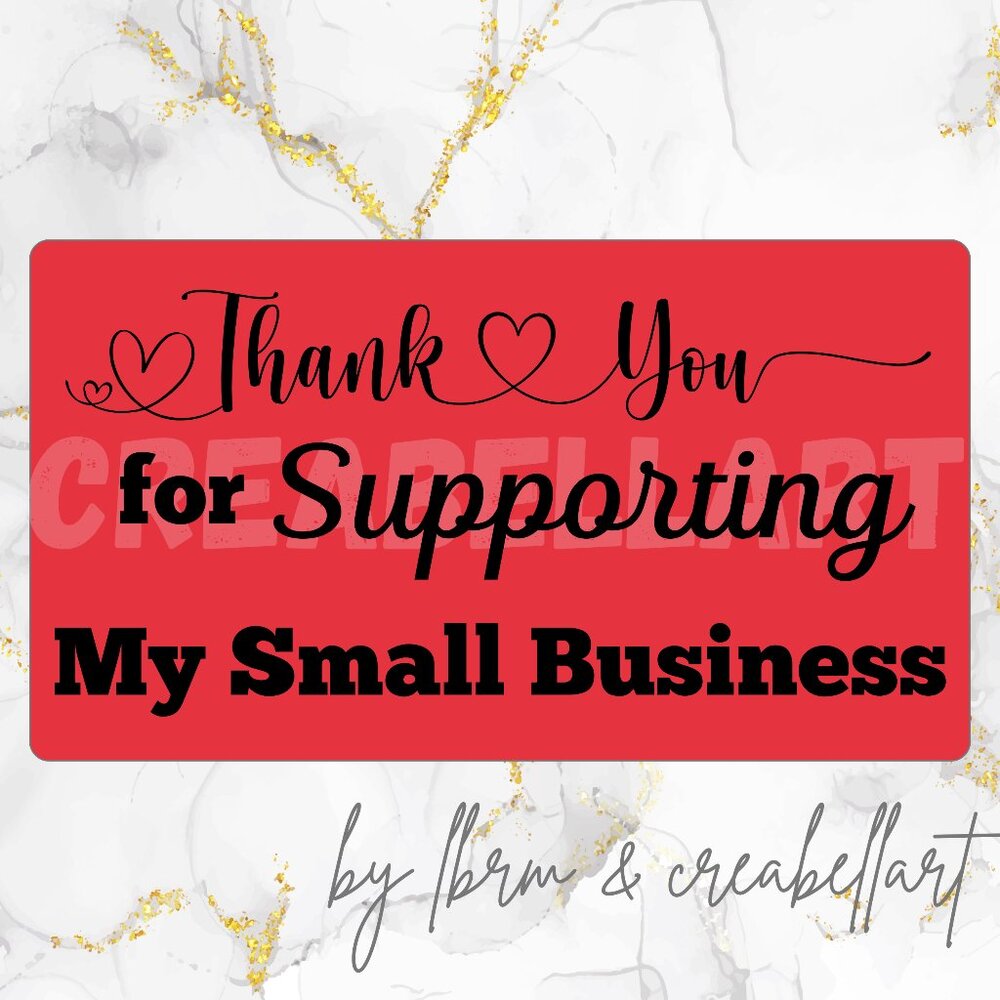 100 thermal Thank you Stickers 2.25" x 1.25" Rectangle
